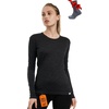 100% Merino Wool Base Layer Women – Long Sleeve Thermal Shirt with Socks(. 165 Charcoal Grey)