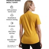 100% Merino Wool Shirt Women – Short Sleeve Tee Base Layer Top Undershirt(Gold V)