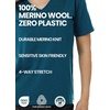 100% Merino Wool T-Shirt Women – Short Sleeve Tee with Hiking Socks(Navy V)
