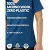 Merino Wool Women Short Sleeve Tee Base Layer Top (Medium, Black Ink V)