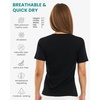 Merino Wool Women Short Sleeve Tee Base Layer Top (Medium, Black Ink V)