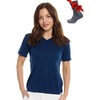 100% Merino Wool T-Shirt Women – Short Sleeve Tee with Hiking Socks(Navy V)