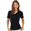 Merino Wool Women Short Sleeve Tee Base Layer Top (Medium, Black Ink V)
