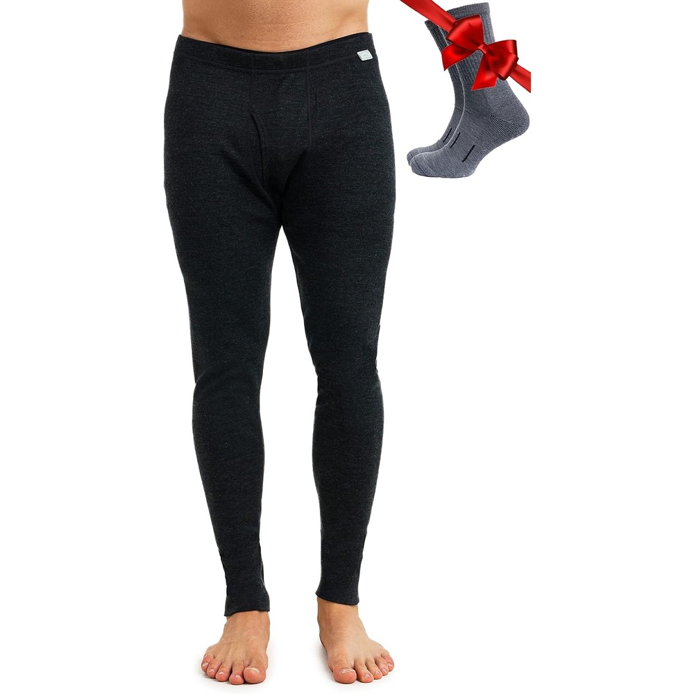 image:imageMerinotech 100 Merino Wool Base Layer Mens Thermal Underwear Long Johns 320 Charcoal Grey