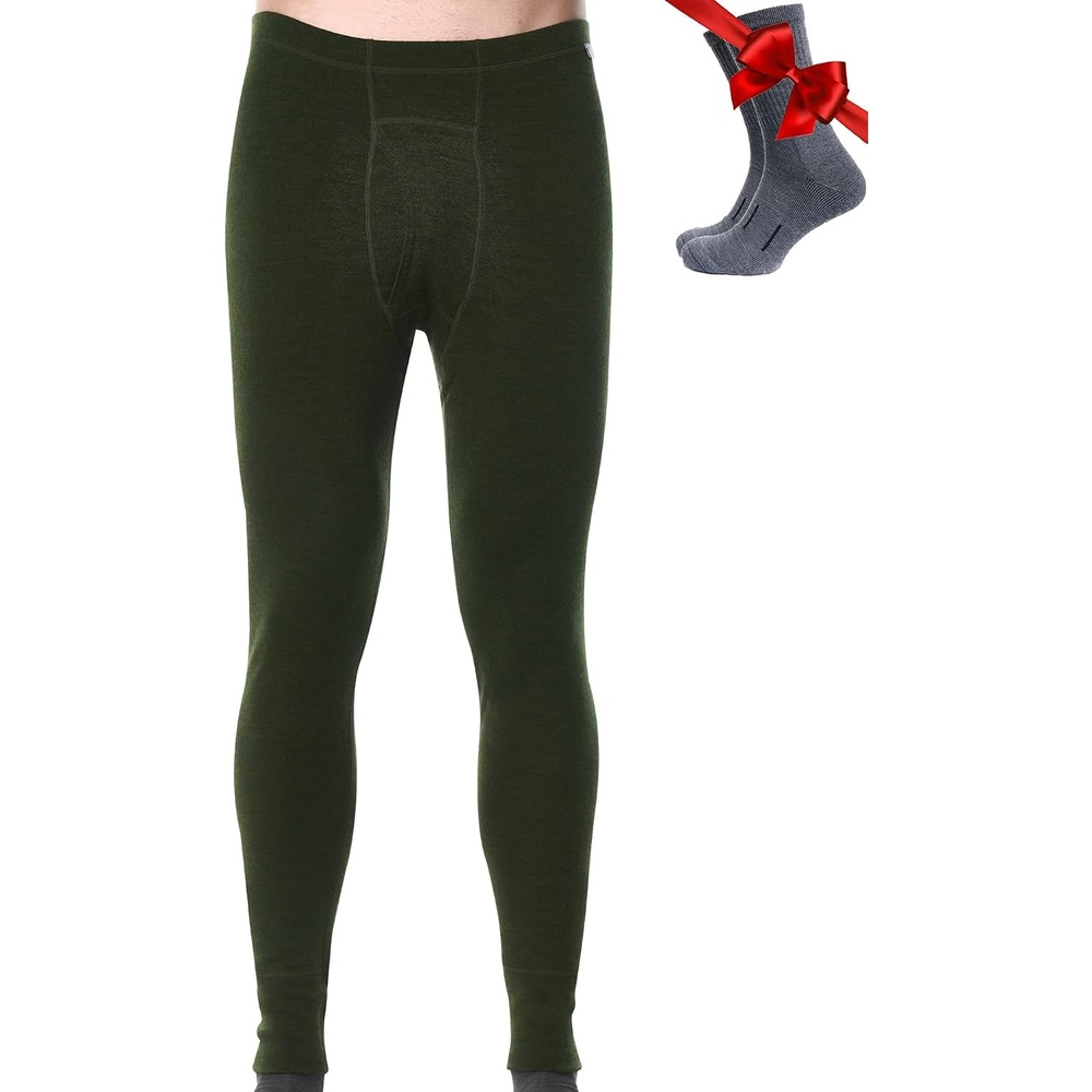 image:imageMerinotech 100 Merino Wool Base Layer Mens Thermal Underwear Long Johns250 Army Green