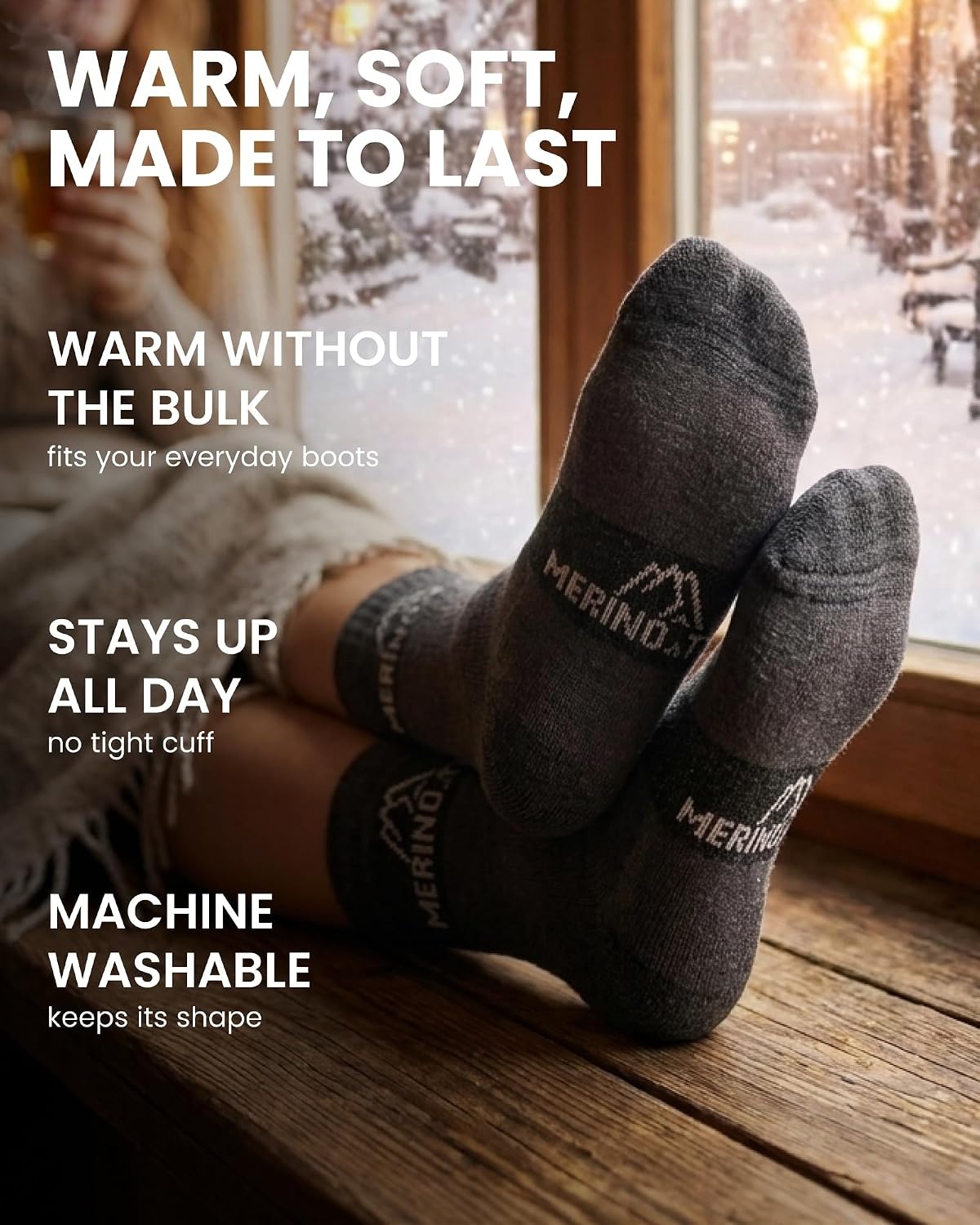 image:imageMerino Wool Socks for Men amp Women 36 Pack Wool Hiking Socks Crew Style Multicolor Navy Cloud Grey Army Green