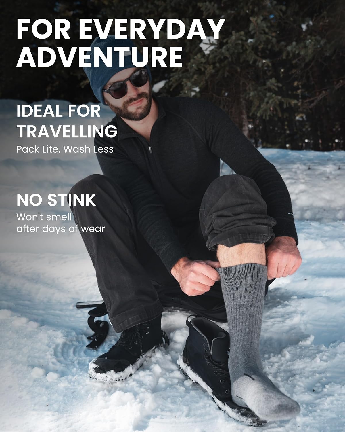image:imageMerino Wool Socks for Men amp Women 36 Pack Wool Hiking amp Hockey SocksPearl Grey Pack of 3