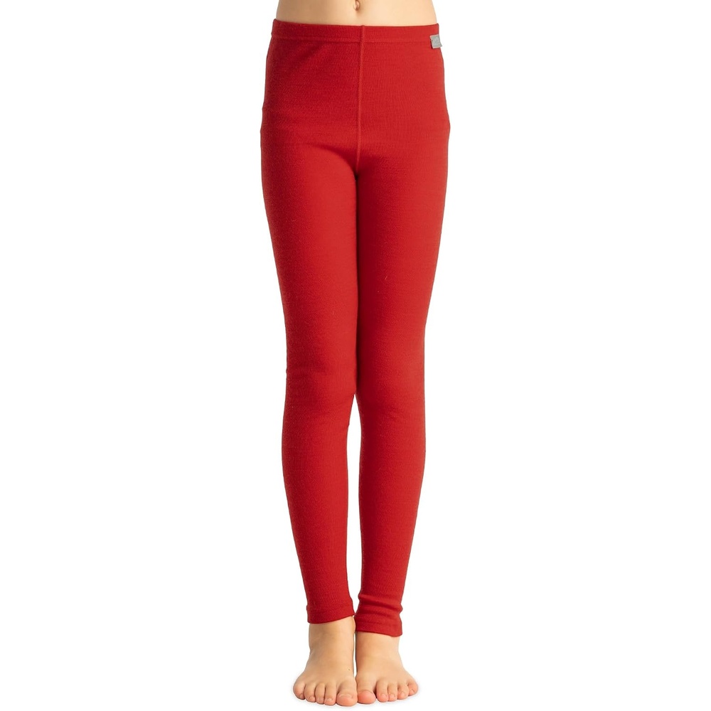 image:image100 Merino Wool Base Layer Kids Midweight Long Johns Kids Thermal PantsCherry Red