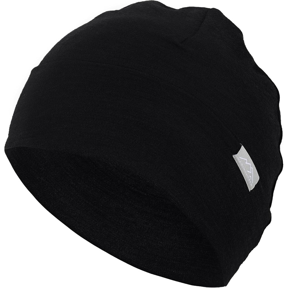 image:image100 Merino Wool Beanie Kids Unisex Wool Cap 175um for Kids Toddler HatBlack