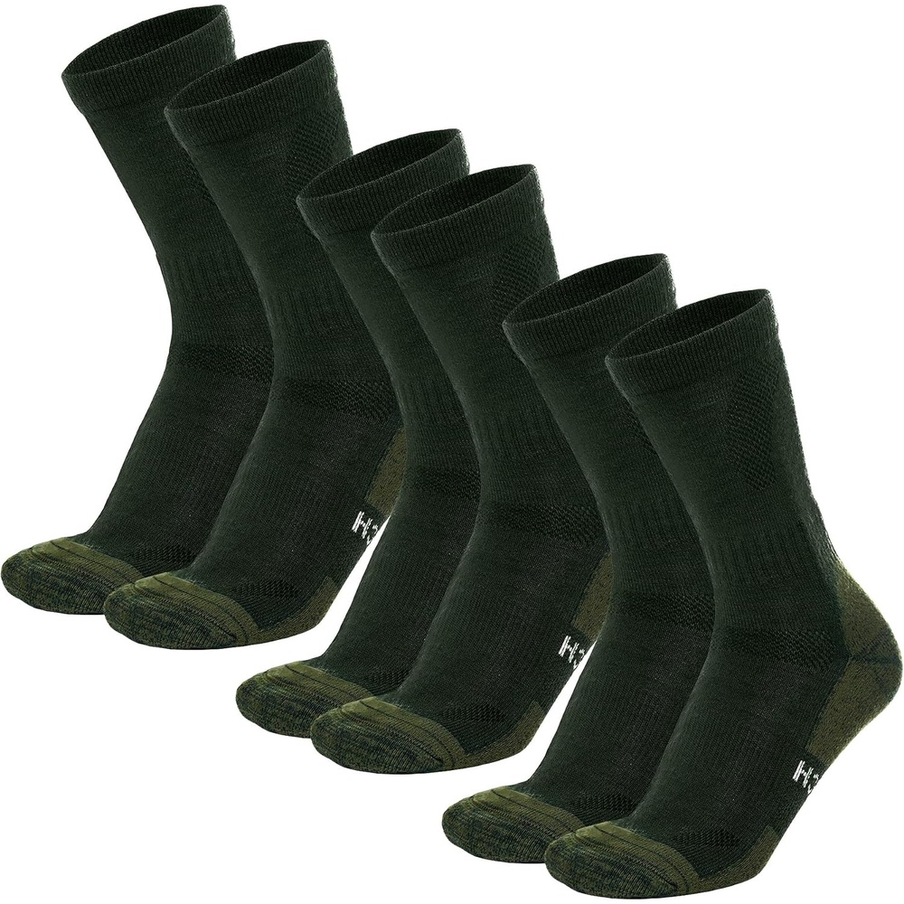 image:imageMerino Wool Socks for Men amp Women 36 Pack Wool Hiking Socks Crew Style Army Green Pack of 3