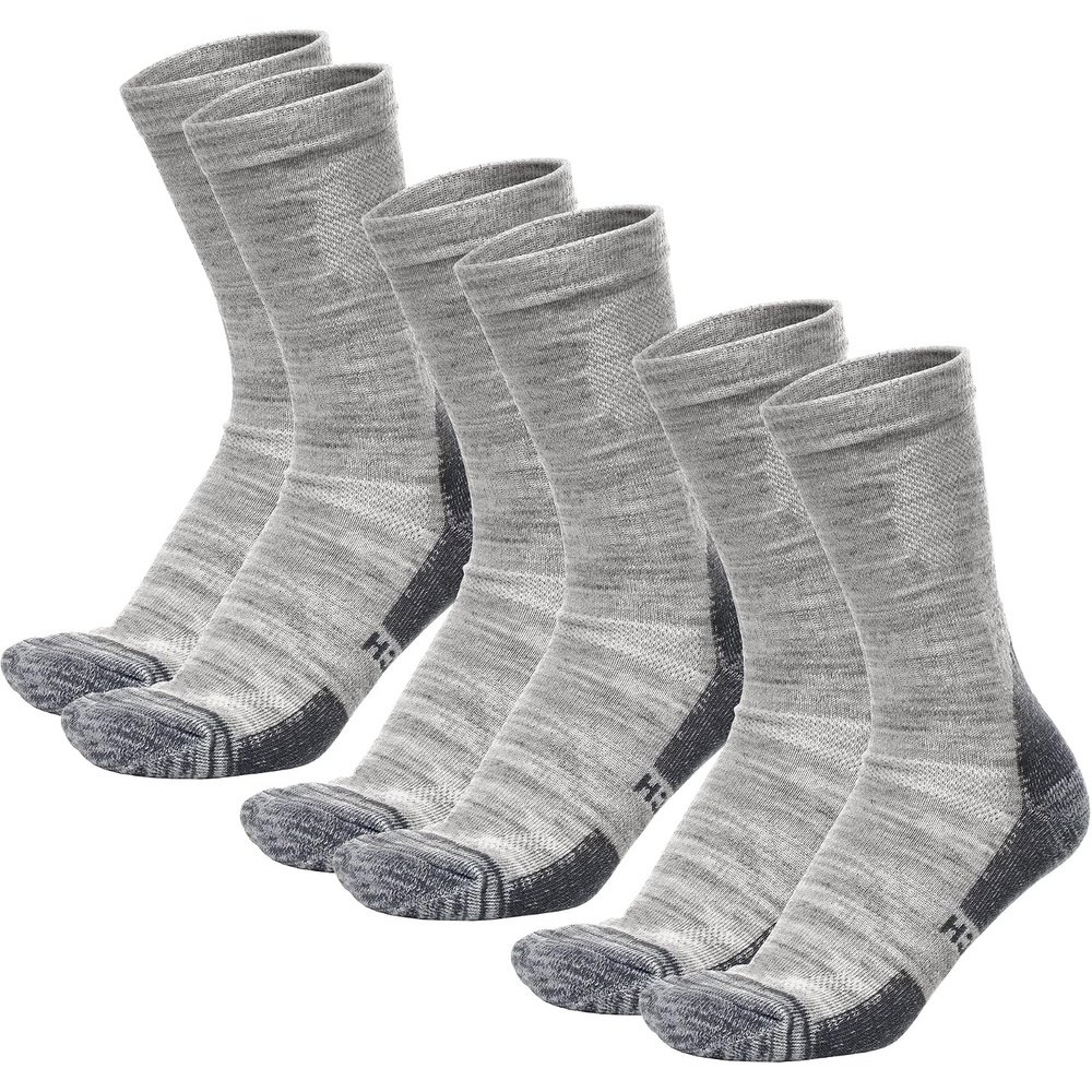 image:imageMerino Wool Socks for Men amp Women 36 Pack Wool Hiking Socks Crew Style Cloud Grey Pack of 3