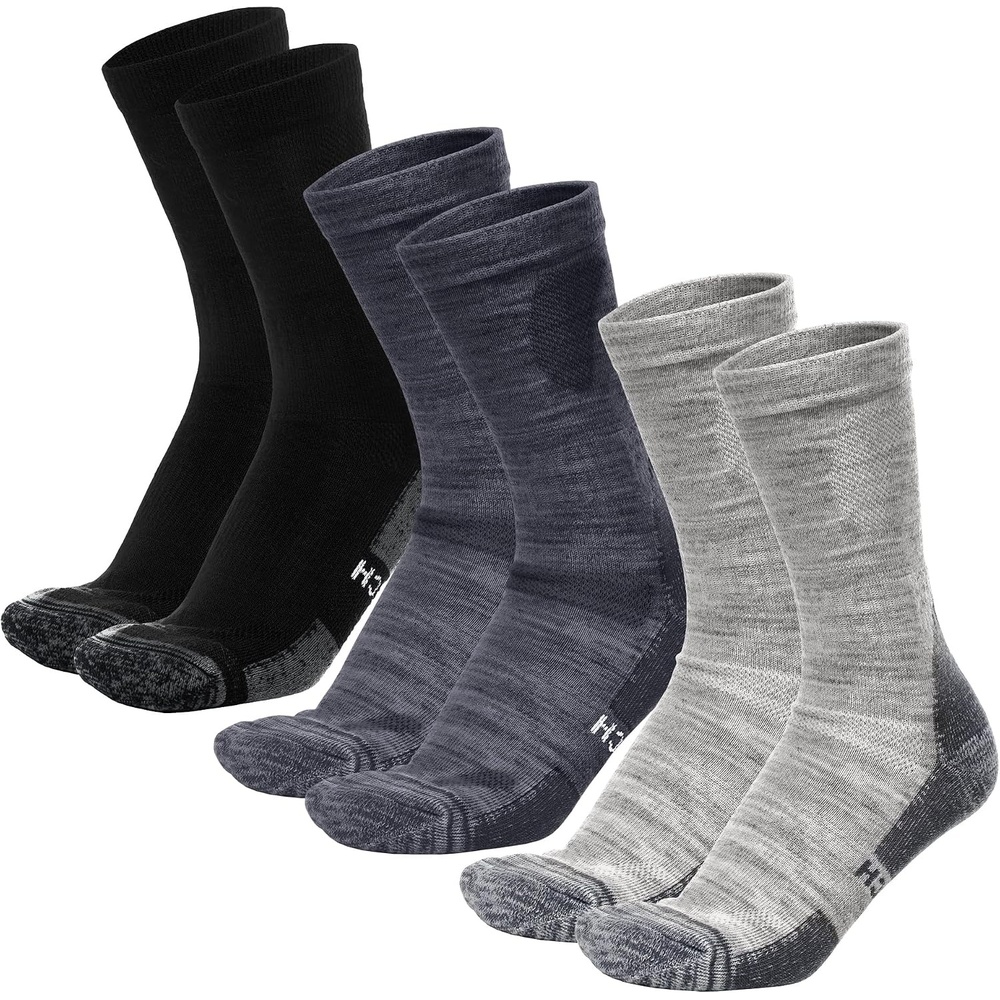 image:imageMerino Wool Socks for Men amp Women 36 Pack Wool Hiking Socks Crew Style Multicolor Black Charcoal Cloud Grey