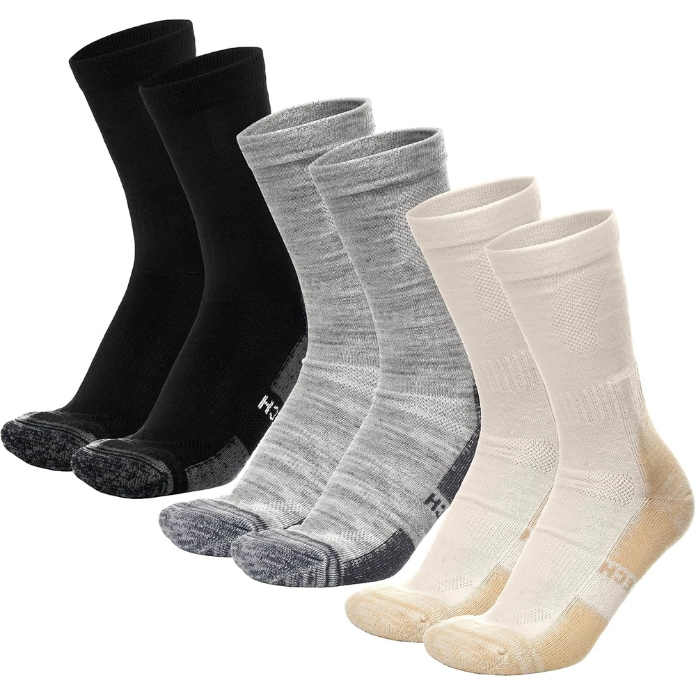 image:imageMerino Wool Socks for Men amp Women 36 Pack Wool Hiking Socks Crew Style Multicolor Black Cloud Grey Creamy