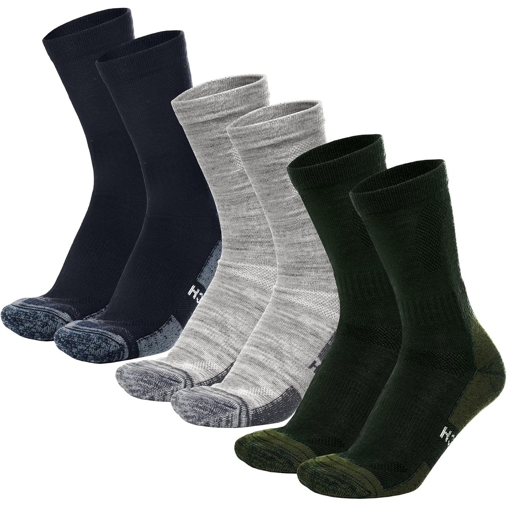 image:imageMerino Wool Socks for Men amp Women 36 Pack Wool Hiking Socks Crew Style Multicolor Navy Cloud Grey Army Green