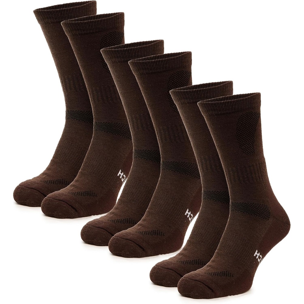 image:imageMerino Wool Socks for Men amp Women 36 Pack Wool Hiking Socks Crew StyleBrown Pack of 3