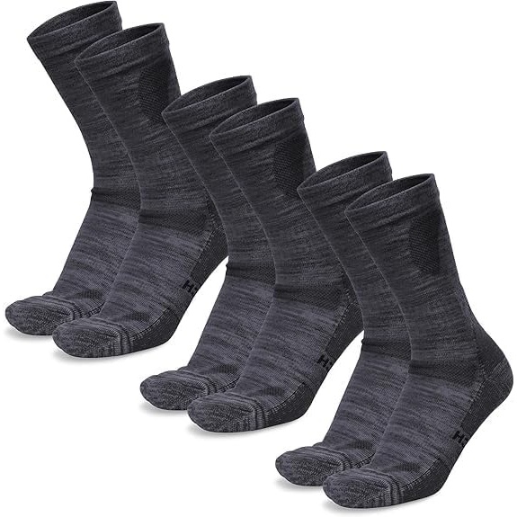 image:imageMerino Wool Socks for Men amp Women 36 Pack Wool Hiking Socks Crew StyleCharcoal Pack of 3