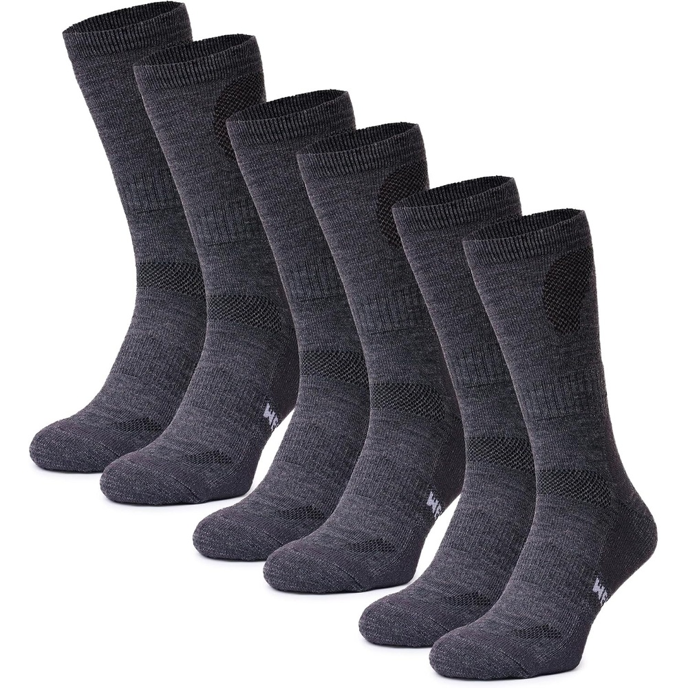 image:imageMerino Wool Socks for Men amp Women 36 Pack Wool Hiking Socks Crew StyleDark Charcoal Pack of 3