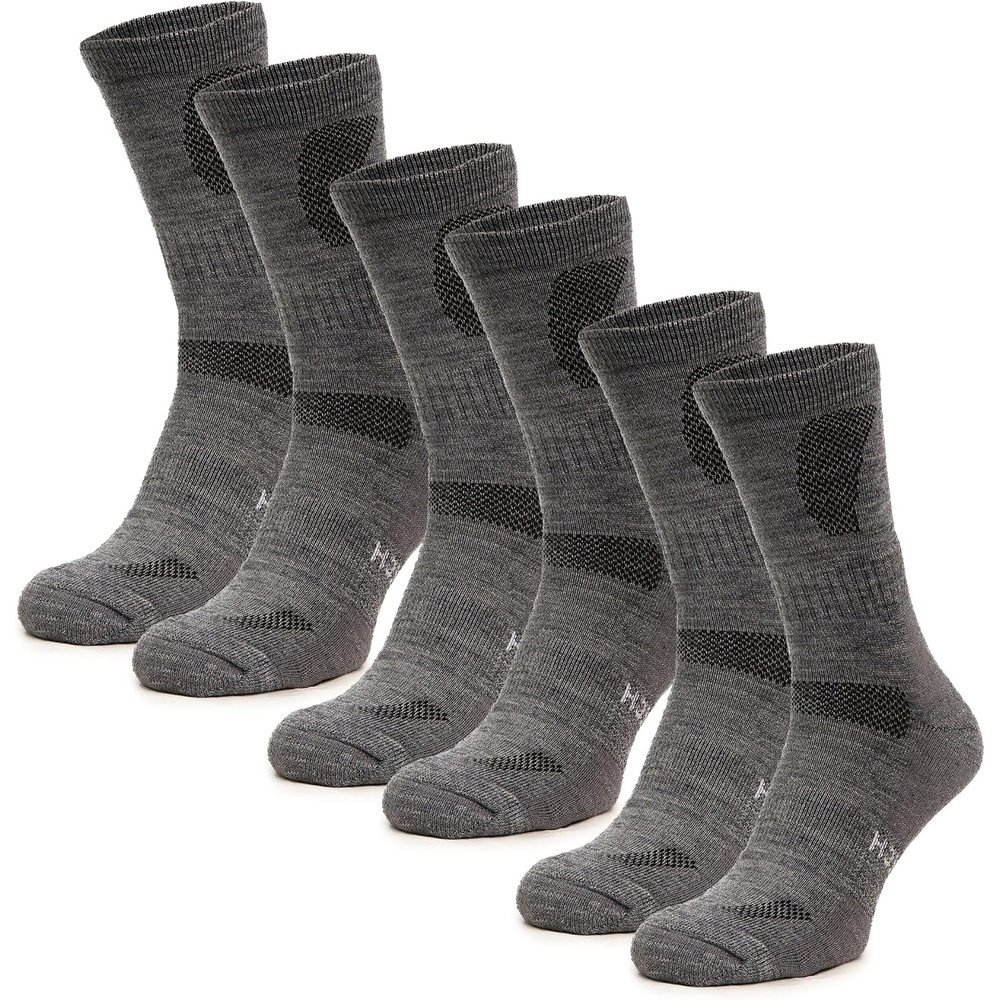 image:imageMerino Wool Socks for Men amp Women 36 Pack Wool Hiking Socks Crew StyleLight Grey Pack of 3