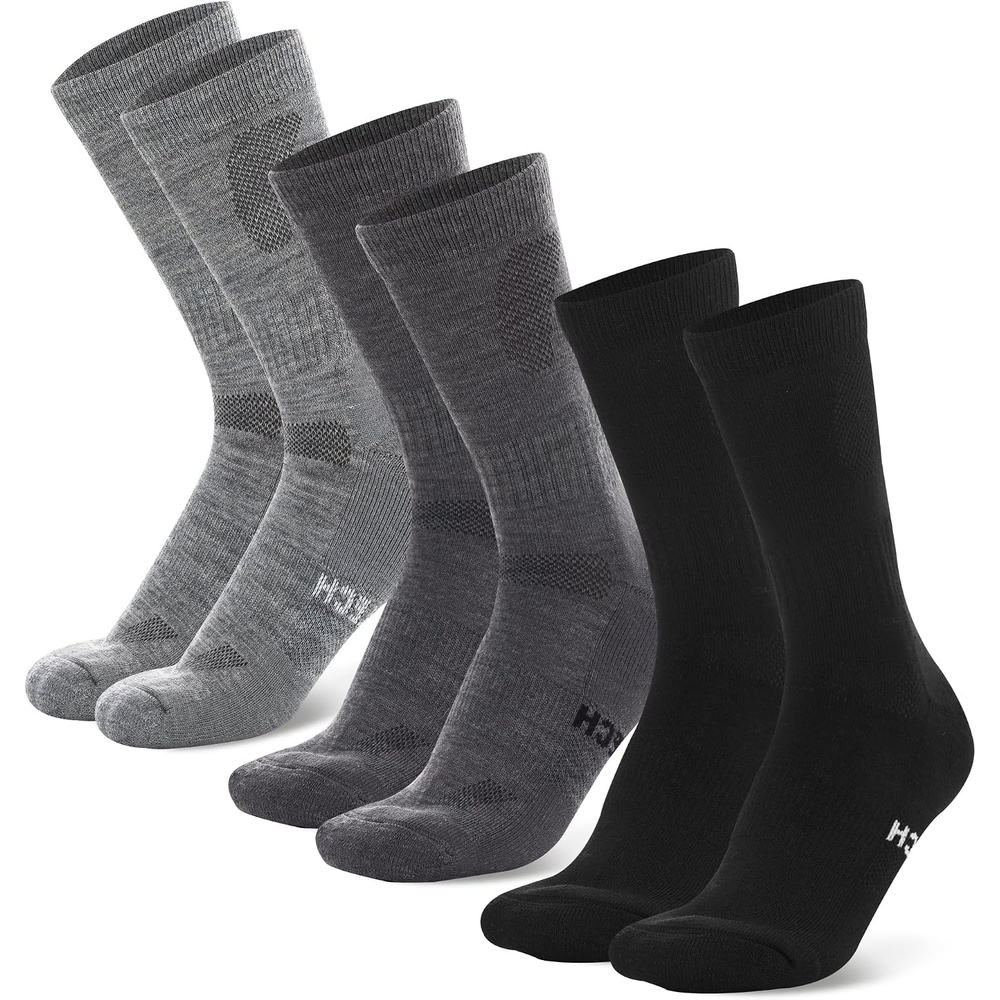 image:imageMerino Wool Socks for Men amp Women 36 Pack Wool Hiking Socks Crew StyleMulticolor Silver Grey Dark Charcoal Coal Black