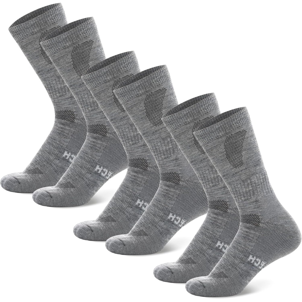 image:imageMerino Wool Socks for Men amp Women 36 Pack Wool Hiking Socks Crew StyleSilver Grey Pack of 3
