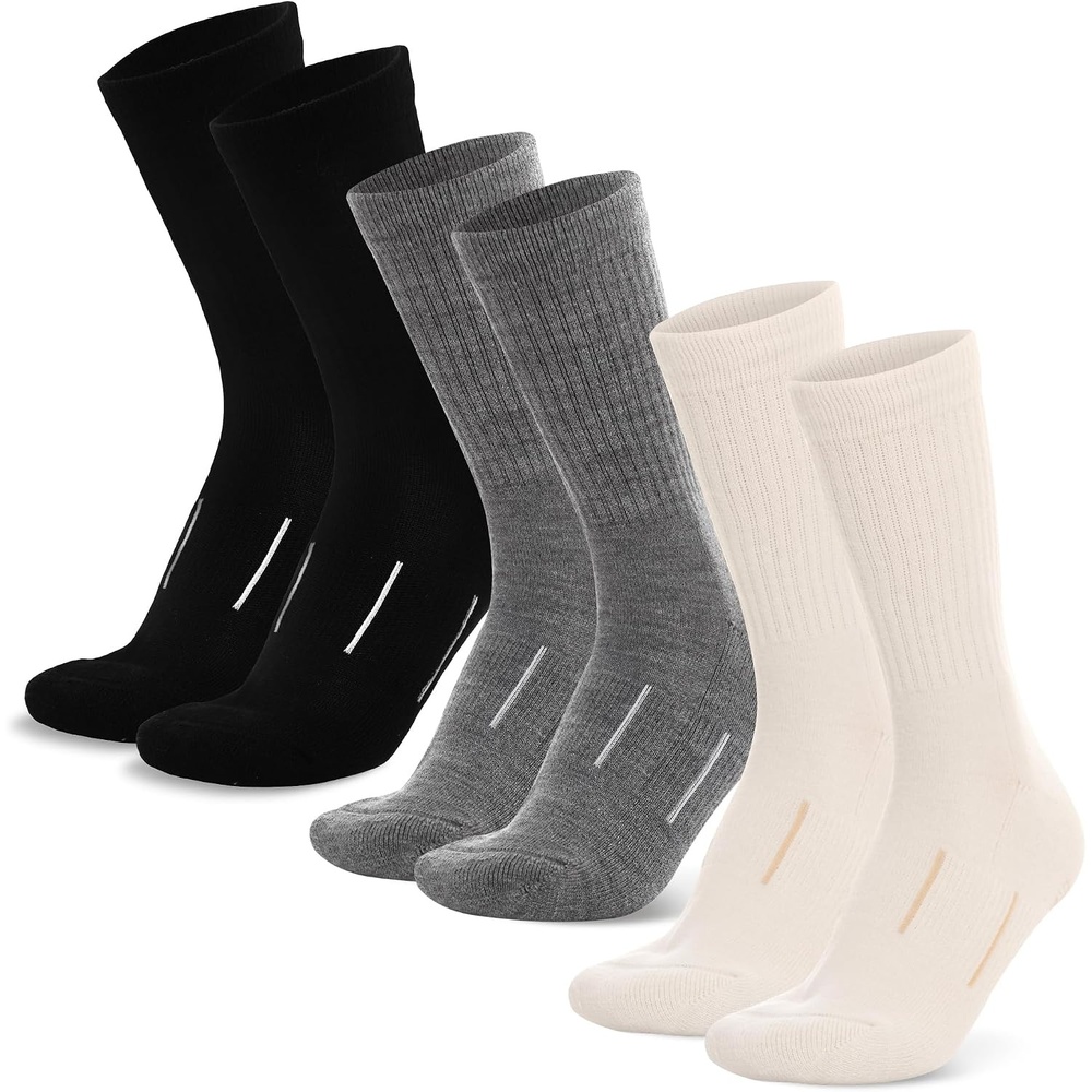 image:imageMerino Wool Socks for Men amp Women 36 Pack Wool Hiking amp Hockey SocksMulticolor Jet Black Pearl Grey Natural White