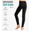 100% Merino Wool Base Layer Kids, Midweight Long Johns, Kids Thermal Pants(Black)