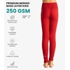 100% Merino Wool Base Layer Kids, Midweight Long Johns, Kids Thermal Pants(Cherry Red)