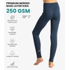 100% Merino Wool Base Layer Kids, Midweight Long Johns, Kids Thermal Pants(Navy)