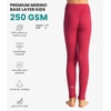 100% Merino Wool Base Layer Kids, Midweight Long Johns, Kids Thermal Pants(Pink)
