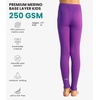 100% Merino Wool Base Layer Kids, Midweight Long Johns, Kids Thermal Pants(Violet Purple)