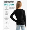 100% Merino Wool Base Layer Kids, Midweight Long Sleeve, Thermal Underwear(Black)