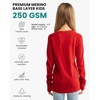 100% Merino Wool Base Layer Kids, Midweight Long Sleeve, Thermal Underwear(Cherry Red)