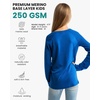 100% Merino Wool Base Layer Kids, Midweight Long Sleeve, Thermal Underwear(Cobalt Blue)