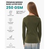 100% Merino Wool Base Layer Kids, Midweight Long Sleeve, Thermal Underwear(Dark Olive)