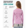 100% Merino Wool Base Layer Kids, Midweight Long Sleeve, Thermal Underwear(Heather Lilac)