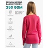 100% Merino Wool Base Layer Kids, Midweight Long Sleeve, Thermal Underwear(Pink)