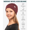 100% Merino Wool Beanie Kids – Unisex Wool Cap 17.5um for Kids -Toddler Hat(Burgundy)