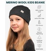 100% Merino Wool Beanie Kids – Unisex Wool Cap 17.5um for Kids -Toddler Hat(Charcoal Grey)