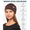100% Merino Wool Beanie Kids – Unisex Wool Cap 17.5um for Kids -Toddler Hat(Chocolate)