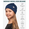 100% Merino Wool Beanie Kids – Unisex Wool Cap 17.5um for Kids -Toddler Hat(Denim)
