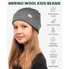 100% Merino Wool Beanie Kids – Unisex Wool Cap 17.5um for Kids -Toddler Hat(Grey Melange)