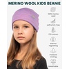 100% Merino Wool Beanie Kids – Unisex Wool Cap 17.5um for Kids -Toddler Hat(Heather Lilac)