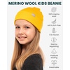 100% Merino Wool Beanie Kids – Unisex Wool Cap 17.5um for Kids -Toddler Hat(Mustard)