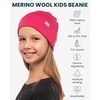 100% Merino Wool Beanie Kids – Unisex Wool Cap 17.5um for Kids -Toddler Hat(Pink)