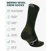 Merino Wool Socks for Men & Women – 3-6 Pack Wool Hiking Socks – Crew Style(. Army Green Pack of 3)