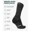 Merino Wool Socks for Men & Women – 3-6 Pack Wool Hiking Socks – Crew Style(Black Marble Pack of 2)