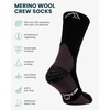Merino Wool Socks for Men & Women – 3-6 Pack Wool Hiking Socks – Crew Style(Coal Black Pack of 3)
