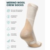 Merino Wool Socks for Men & Women – 3-6 Pack Wool Hiking Socks – Crew Style(Creamy Pack of 3)