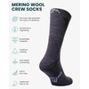 Merino Wool Socks for Men & Women – 3-6 Pack Wool Hiking Socks – Crew Style(Dark Charcoal Pack of 3)