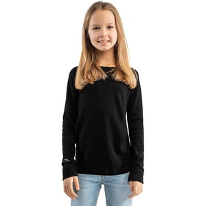 100% Merino Wool Base Layer Kids, Midweight Long Sleeve, Thermal Underwear(Black)